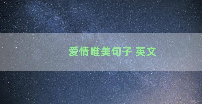 爱情唯美句子 英文